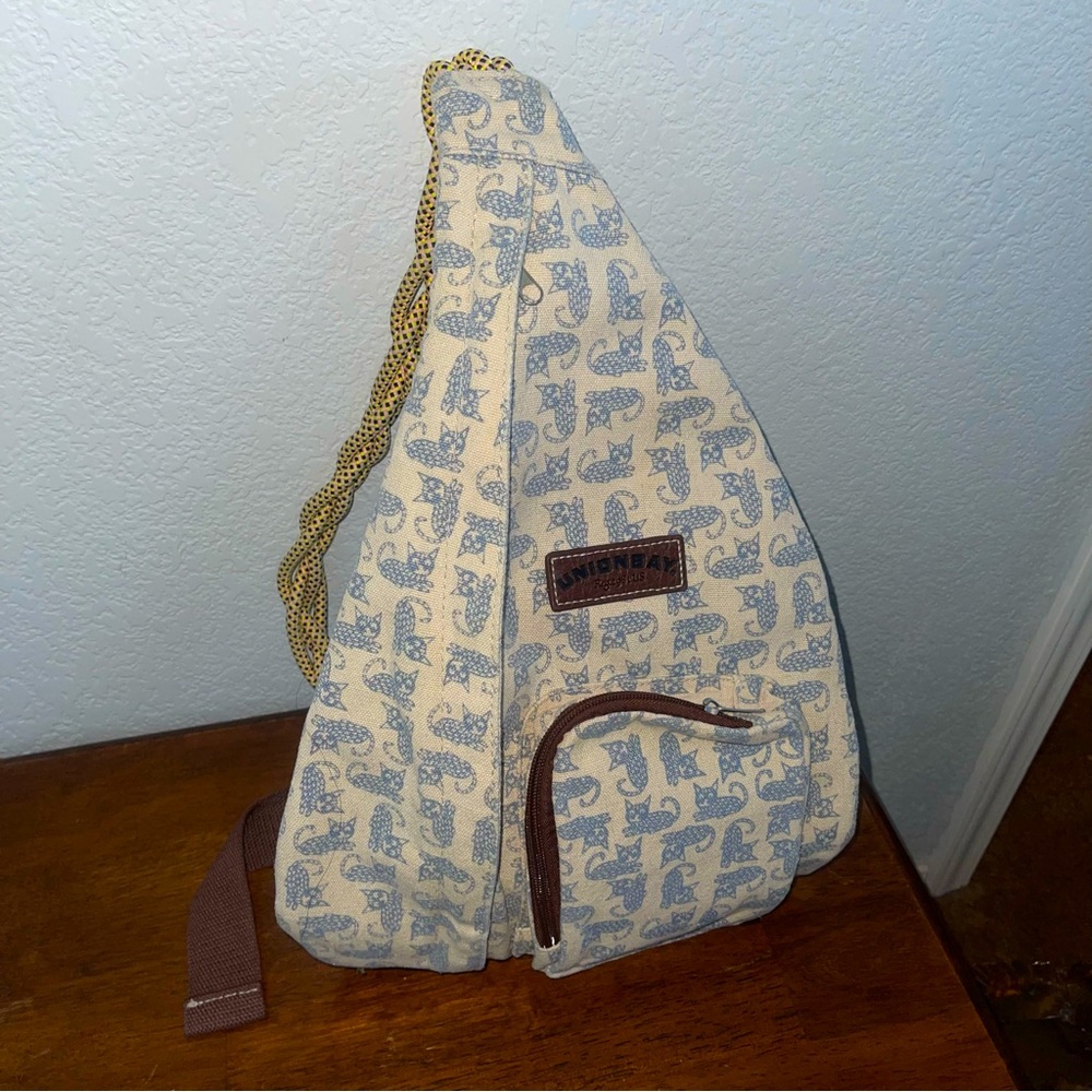SOLD Cute cat-themed canvas shoulder bag